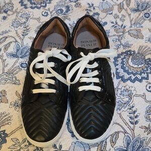 Donald J. Pliner Quilted Black Sneakers with White Laces